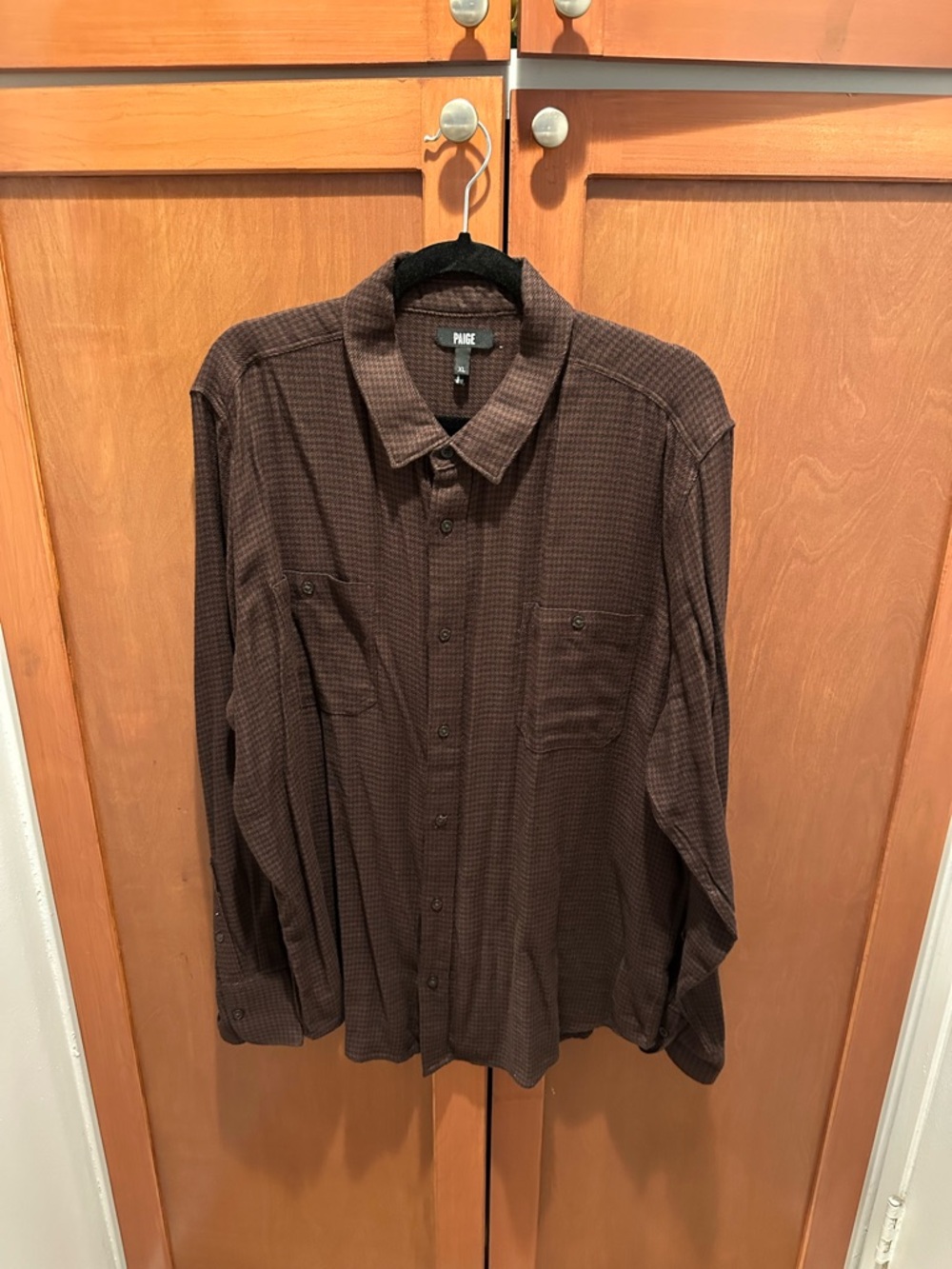 PAIGE Mens Brown Button-Down Casual Shirt